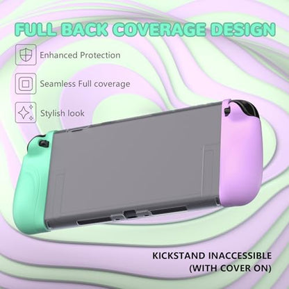 playvital Ranger Protective Case for Nintendo Switch 2 with Stand | Ergonomic Anti-Slip Silicone Grips, Dockable Hard Shell, 4 Thumbstick Caps | Quick-Release-Joycon Design, Soft Violet & Mint Green - color: Soft Violet & Mint Green