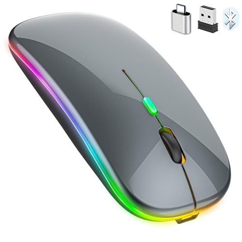 PEIBO Bluetooth Wireless Mouse for Laptop mac MacBook ipad MacBook air MacBook pro pc Desktop Computer Windows Chromebook Notebook (Gray Black) - color: gray black
