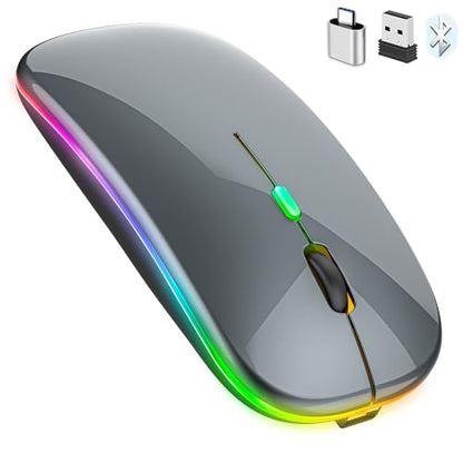 PEIBO Bluetooth Wireless Mouse for Laptop mac MacBook ipad MacBook air MacBook pro pc Desktop Computer Windows Chromebook Notebook (Gray Black) - color: gray black