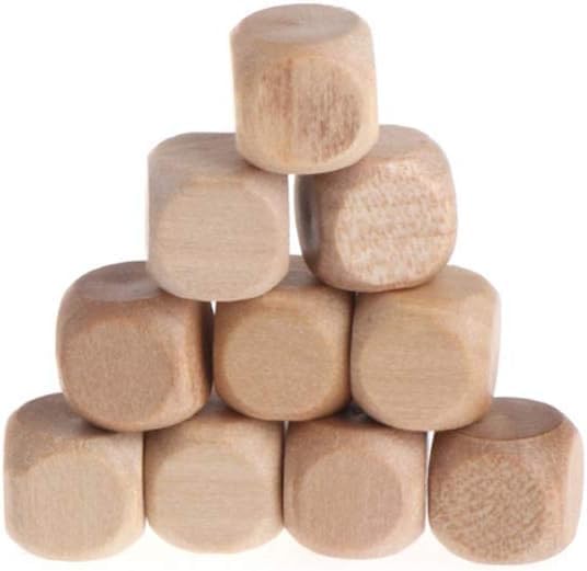 10 Pcs Wooden Dice,Dice Games, 6 Sided Blank Dices Round Corner Cube DIY Graffiti Crafts Toy Board Game Party Supplies Standard (1.8cm) Set Standard