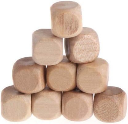 10 Pcs Wooden Dice,Dice Games, 6 Sided Blank Dices Round Corner Cube DIY Graffiti Crafts Toy Board Game Party Supplies Standard (1.8cm) Set Standard