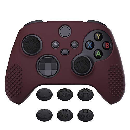 eXtremeRate PlayVital Wine Red 3D Studded Edition Anti-Slip Silicone Cover Skin for Xbox Series X/S Controller, Soft Rubber Case Protector for Xbox Core Wireless Controller with Thumb Grip Caps - color: Wine Red