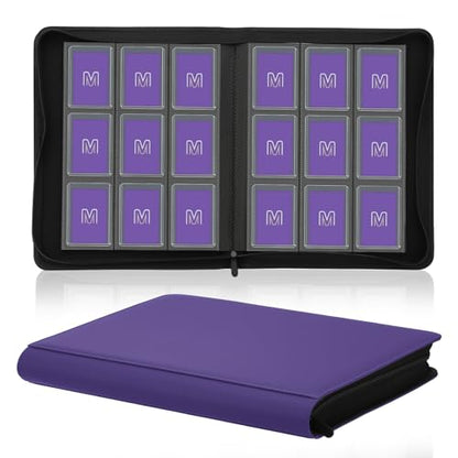 Toploader Binder, 9-Pocket 288 Cards Holder for 3"x4" Rigid Card Sleeves | Top Loader Binder with Sleeves Trading Card Binder for TCG,Sport Cards, PU Leather Cover, Side Loading (9 Purple) - color: 9Purple6