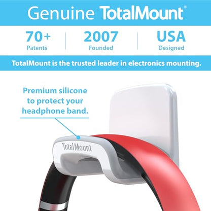 TotalMount Headphone Holder – Hanger Won’t Damage Your Wall with Screws or Permanent Adhesive (Studio-Grade White – One Pack)