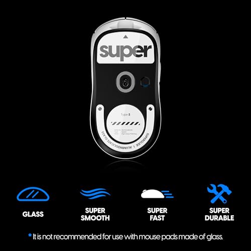 Superglide Glass Mouse Skates - Super Smooth Glide, Polished Round Edge, Super Fast Gaming Mouse Feet with Durable Sole for Logitech G Pro X Superlight2 (Type-S, White)