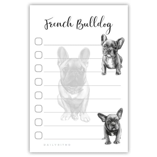 French Bulldog Puppies Sticky to Do List Notepad - Dog Sticky Notes Stationary School Office Supplies for Frenchie Mom | French Bulldog Gifts for Frenchie Lovers | 4" x 6" 50 Pages - size: Frenchie