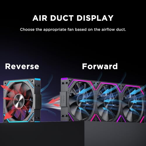 Interstellar V2 RS 120mm PC Reverse Blade Case Fan Infinity Mirror Module Daisy-Chain ARGB Fan Triple Pack Suitable Computer Cooling Fans 360mm AIO Cooler(Black) - color: V2RS Black Reverse-1Piece