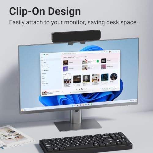 INGA Computer Speakers, USB Plug and Play Desktop Speakers, Wired Computer Soundbar for Gaming/Meetings, Easily Clamps to Monitor, Compatible with PC, MAC, Laptop 10 W - size: Speaker