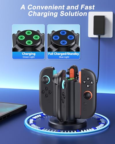 Charging Dock for Nintendo Switch 2 Controller 2025, Charger Station for Joycon 2 with Charging Indicator, Compact Vertical Dual Direction Charge 4 Controller Stand (Black)