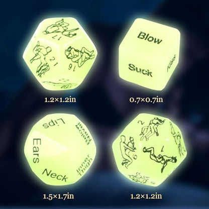 4 Pcs Dice Set Couple Games Date Night Dice, Glow in The Dark Couples Decision Dice Toys for Romantic Ideas, Funny Naughty Gift for Adults Boyfriend Girlfriend Men or Women WQ10