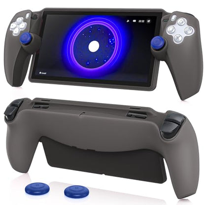 FYOUNG Protective Case for PlayStation Portal, Silicone Soft Grip Cover Case Protector with Full Protection and Non-Slip Thumb Grips Accessories Kit for PlayStation Remote Player (Grey) | Anti-scratch Silicone Soft Cover Case with Full Protection and Non-