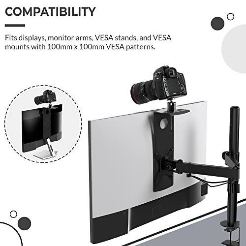HumanCentric DSLR Monitor Mount Small, Desk Camera Mounting | Light Webcam, Microphone Shelf for Monitor VESA Arm, Replace Clamp Tripods, 100x100mm Patterns, Aluminum, Hardware Included - size: Small Shelf
