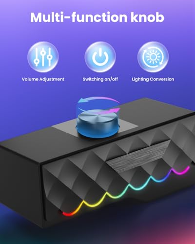 PC Speakers - 2 in 1 Detachable Computer Speakers with LED for Dynamic and Cool Gaming - Gaming Speakers with USB Cable for Desktop PC, Monitor, Laptop, Gaming Equipment