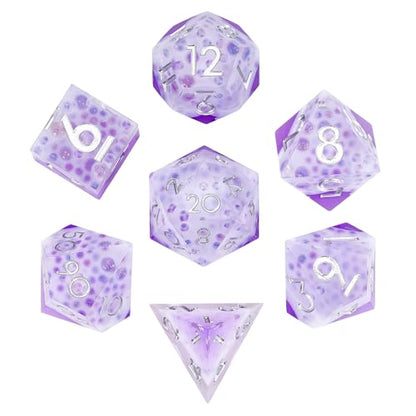 7PCS Cocktail Dice Set,Handmade Sharp Edge Dice Set D&D RPG Polyhedral Die,for Dungeons and Dragons TTRPG Games Roleplaying Games,with Gift Box.(Purple) - color: Cocktail Purple