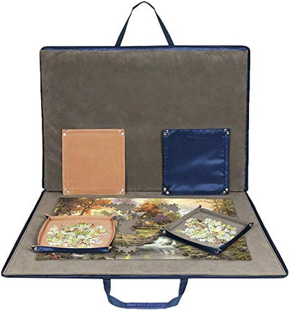 Lavievert 1500 Piece Jigsaw Puzzle Board with Padded Cover, Portable Case with 6 Sorting Trays & Detachable Board, Puzzle Caddy Storage Saver with Non-Slip Surface for Adults - size: Up to 1500 pcs
