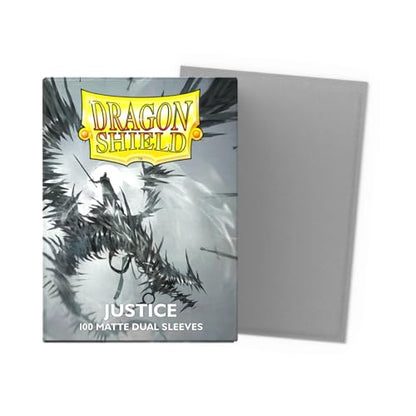 Dragon Shield | Matte Dual Standard Size Card Sleeves | 100 CT - Smooth & Tough Premium TCG Sleeves - Compatible with Pokemon, Flesh & Blood, One Piece & Magic the Gathering | Justice - color: Silver