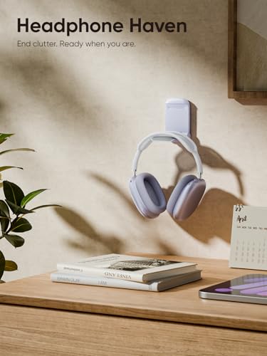 MAMUVIMO Headphone Stand, Headset Stand Foldable ＆ Sticky, Headphone Holder Hook Mount with Non-Slip Silicone, Adhesive Earphone Desk Hanger Clip Space-Saving for Airpods Max, All Earphones- Purple - color: Purple, size: 1 Pack