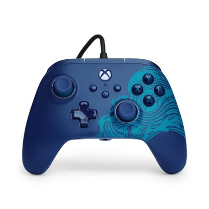 PowerA Advantage Wired Controller for Xbox Series X|S - Blue Wave, gamepad, hall effect thumbsticks, gaming controller, USB-C, Works with Xbox One, Officially Licensed - style: Blue Wave