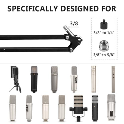 GEEKRIA for Creators Microphone Arm Compatible with Rode NT-USB, NT1-A, NT1, Mic Boom Arm Mount with Table Flange Adapter, Adjustable Suspension Stand, Desk Mount Holder