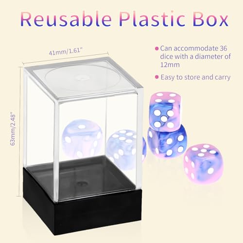 36 Pieces 12mm 6 Sided Mini Dice Set,Two Colours D6 Game Dice Set,6 Sided Standard Game Dice for Board Games Dice Games Classroom Teaching Dices Game,with Portable Gaming Box(Pink & Blue) - color: D6-pink & Blue