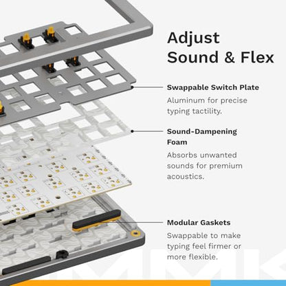 GLORIOUS Gaming - GMMK 3 PRO Barebones Custom Keyboard Kit w/Knob, Custom Modular Aluminum Body & Gasket System, Hotswappable 100% Keyboard, Sound Dampening Foam, Aluminum Switch Plate ANSI (Silver) - color: Silver, size: Full Size, style: GMMK 3 Pro