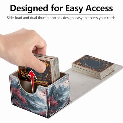 Strong Magnet Card Case Deck Box Mtg Card Box Playing Card Box Magic Deck Box Tcg Up to 200 Cards Creative Pattern Trading Card Storage Box for Collectible Card Games, Chinese Landscape Flowers - color: Chinese Landscape Flowers