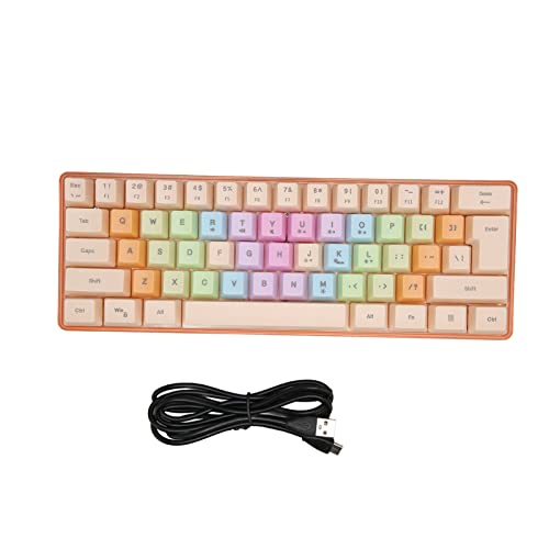 61 Keys Mechanical Gaming Keyboard RGB Backlit Compact 60 Percent Wired Keyboard with Colorful Keycaps for PC, Office Amp,Gaming Portable Mini Keyboard with Optical Switches (Apricot) - color: Apricot