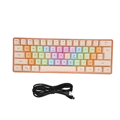 61 Keys Mechanical Gaming Keyboard RGB Backlit Compact 60 Percent Wired Keyboard with Colorful Keycaps for PC, Office Amp,Gaming Portable Mini Keyboard with Optical Switches (Apricot) - color: Apricot