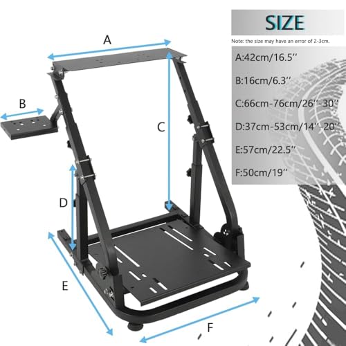Supllueer Racing Steering Wheel Stand with Double Arm Reinforcing Bar Support Fit for Logitech G25 G27 G29 G920 G923, for Thrustmaster T300RS, Sim Racing Frame,No Wheel Pedal Shift Seat