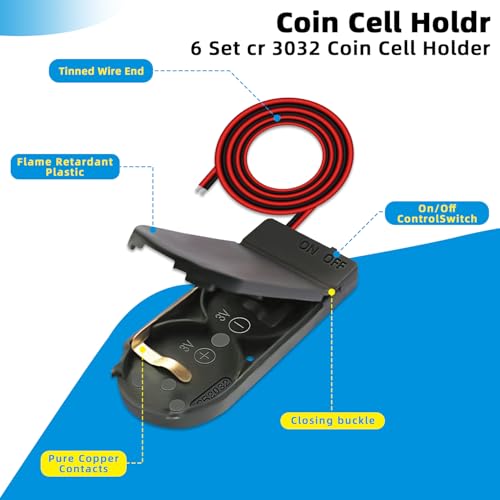 20PCS CR2032 Coin Cell Battery Holder 3V Socket with On Off Switch | Sturdy plastic battery storage socket with integrated switch, ideal for remote controls, timers, small electronic gadgets