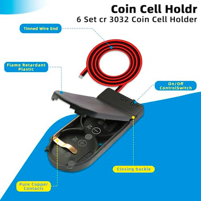 20PCS CR2032 Coin Cell Battery Holder 3V Socket with On Off Switch | Sturdy plastic battery storage socket with integrated switch, ideal for remote controls, timers, small electronic gadgets