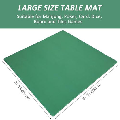 Mahjong Mat with 3 Dice, Anti Slip and Noise Reduction Table Cover for Mahjong, Poker, Card, Board & Tile Games (Green, 31.5 inches) - color: Green