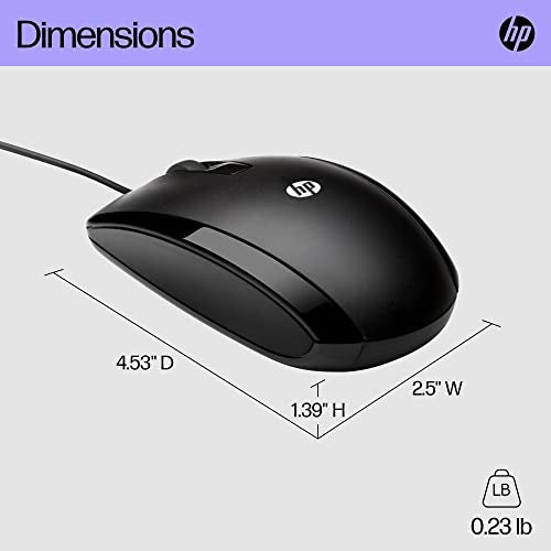 HP E5E76AA#ABA X500 - Wired USB Mouse for Windows PC Desktop, Laptop, Notebook, Mac, computerand Chromebook, for Righty or Lefty Use ,Black - style: Classic
