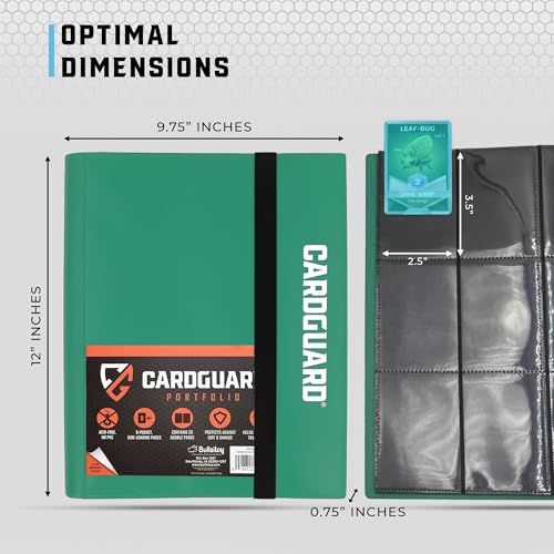 CardGuard Trading Card Binder Pro-Folio – 9 Pocket Binder - Side-Loading Album, Durable & Acid-Free Storage for Pokémon, YuGiOh, MTG, TCG, Game & Sports Cards, Dark Green - color: Dark Green
