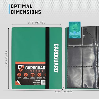 CardGuard Trading Card Binder Pro-Folio – 9 Pocket Binder - Side-Loading Album, Durable & Acid-Free Storage for Pokémon, YuGiOh, MTG, TCG, Game & Sports Cards, Dark Green - color: Dark Green
