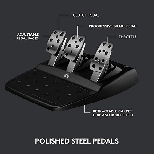 Logitech G923 Racing Wheel and Pedals for Xbox X|S, Xbox One and PC featuring TRUEFORCE up to 1000 Hz Force Feedback, Responsive Pedal, Dual Clutch Launch Control With Cleaning Kit