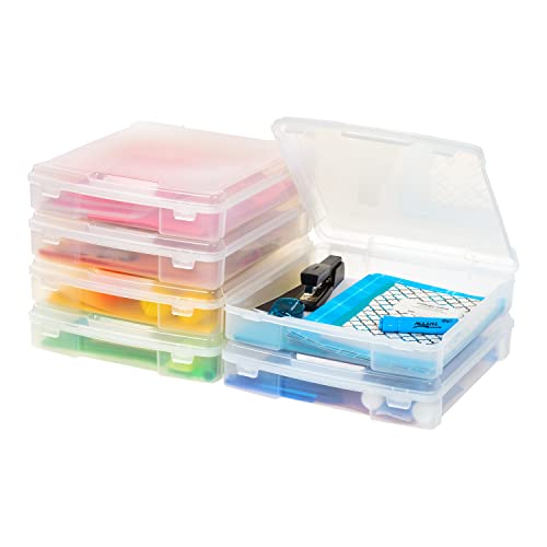IRIS USA Scrapbook Case |Made in USA| Fits 12"x12" - Thick (6-Pack) - Clear | Portable Plastic Storage Organizers with Built-In Handles for Paper, Art, Board Games, Crafts, Files & Office Supplies - color: Clear, size: 6 Cases (12"x12")