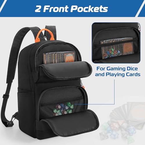 Rexmica Playmat Tube Case Bag Backpack for 6pcs Playmats(W14 x L24) | Shoulder Strap, Dice&Card Pockets, 3 Carrying Ways, Game Play Mat Tube Organizer Container Bag Fits for MTG/TCG Mat