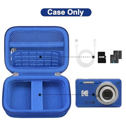 Canboc Hard Case for KODAK PIXPRO FZ55/ FZ45/ FZ43/ FZ53 16MP Digital Camera, Vlogging Camera Bag, Zipper Mesh Pocket fit Cable, SD Card, Blue (Case Only) - color: T-Blue