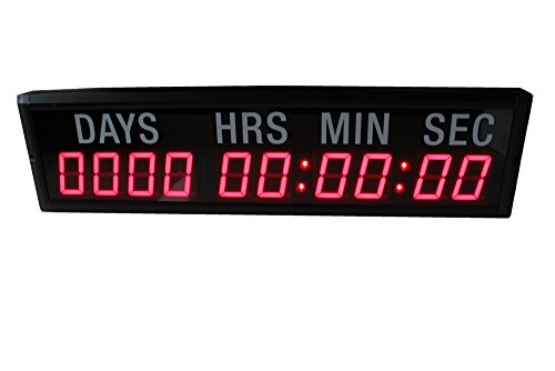 AZOOU 2.3-Inch 10 Digits Red LED Timer Countdown/Up Wall Mounted Clock with Days Hours Minutes Seconds