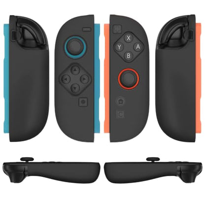 TNP JoyCon 2 Case Cover for Nintendo Switch 2 2025 - Soft Anti-Slip Silicone Protective Skin with Thumb Grip Caps Compatible with Nintendo Switch 2 Joy-Con 2 Controllers, 2 Pack (Black) - color: Black