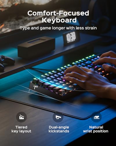 wegear Mechanical Gaming Keyboard with Clicky Switch, 104-Key Full Size RGB Backlit Wired Keyboard（11 Modes, Anti-Ghosting, Double-Shot ABS Keycaps, Lighted Computer Key-Board for PC Windows-Black