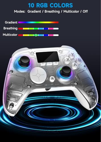 AOC Interactive Screen PC Controller — Wireless Controller Compatible with PC/Switch/Switch 2/iOS/Android, Hall Effect Joystick & Triggers, RGB Lighting, Adjustable Vibration/Turbo, 1000mAh Battery(Matte White) - color: White