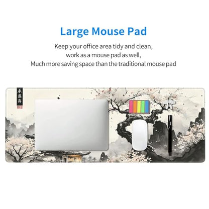 Large Gaming Mouse Pad Desk Mat, Japanese Cherry Blossom Extended Keyboard Mouse Pad Mousepad with Non-Slip Base and Stitched Edge Mouse Mat Desk Pad Mouse Pads for Desk Home Office, 31.5 x 11.8 - color: Japanese Cherry Blossom