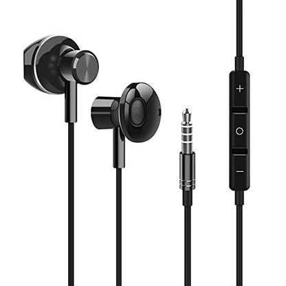 GEEKRIA 3.5mm Wired Gaming Earbuds with Mic & Volume Control, Stereo Bass in-Ear Headphones for Xbox One, PS4, Luna, PC, Laptop, Smartphones (Black) - color: Black