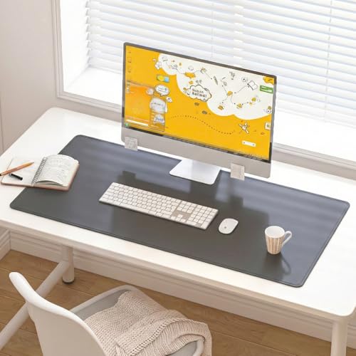 DAWNTREES Desk Mat for Desktop,PU Leather Desk Pad Protector,Non Slip, Large Mouse Pad and Keyboard Mat, Waterproof Writing Pad for Office and Home (Black,35.5''x16.9'') - color: Black, size: 35.5" x 35.5"