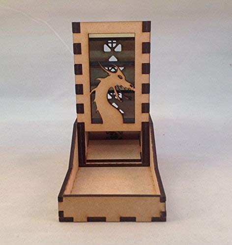 Dragon Mini Dice Tower v2 Glass Green Acrylic Window Laser Cut MDF Unique Fast Shipping