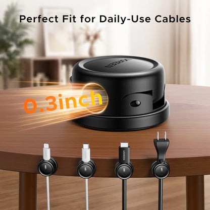 UGREEN Magnetic Cable Management Clips, 360° Rotation Desk Cord Organizer 1s Fast Locking, Strong Adhesive Cable Holder Fits Cables Wires for Workspace, Nightstand, Home Office,Car