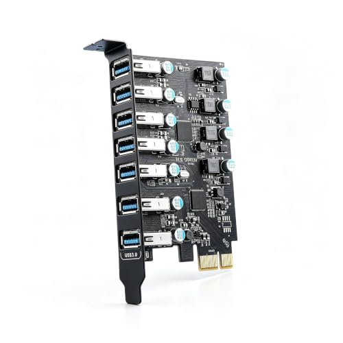 Sinefine PCI-E to USB 3.0 7-Port(7X USB-A) Expansion Card,PCI Express USB Add in Card, Internal USB3 Hub Converter for Desktop PC Host Card - size: 7 USB A Ports