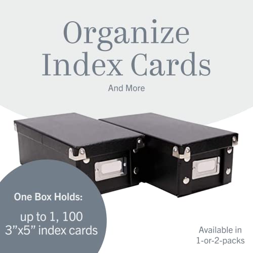 Snap-N-Store Index Card Holder Storage Box - Collapsible Organizer Box fits 1100 Flash Cards - Business, Recipe, or Note Card - 4 x 6, 1 Pack, Black | Fits up to 1,100 flash cards, ideal for business, recipe or note cards, folds flat for compact storage -
